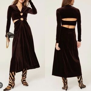 A.L.C. Brown Velvet Cutout Dress size 4